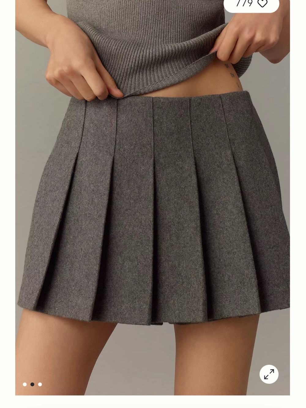 Anthropologie mare mare Pleated Gray pleated Wool Blend Skort